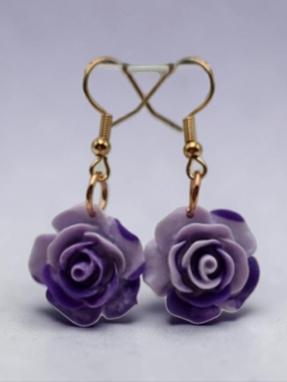Handmade Purple Rose EarringsHandmade Purple Rose Earrings | Floral Dangle State